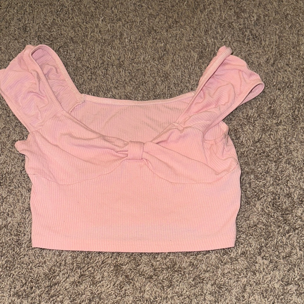 SHEIN Pink Bow Crop Top